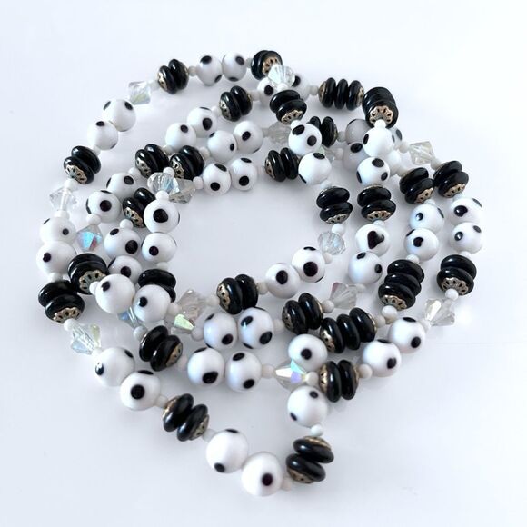 Vintage Murano Glass Polka Dot Bead Necklace - Picture 4 of 5
